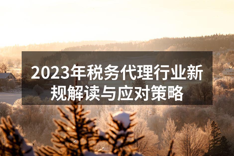 2023年税务代理行业新规解读与应对策略